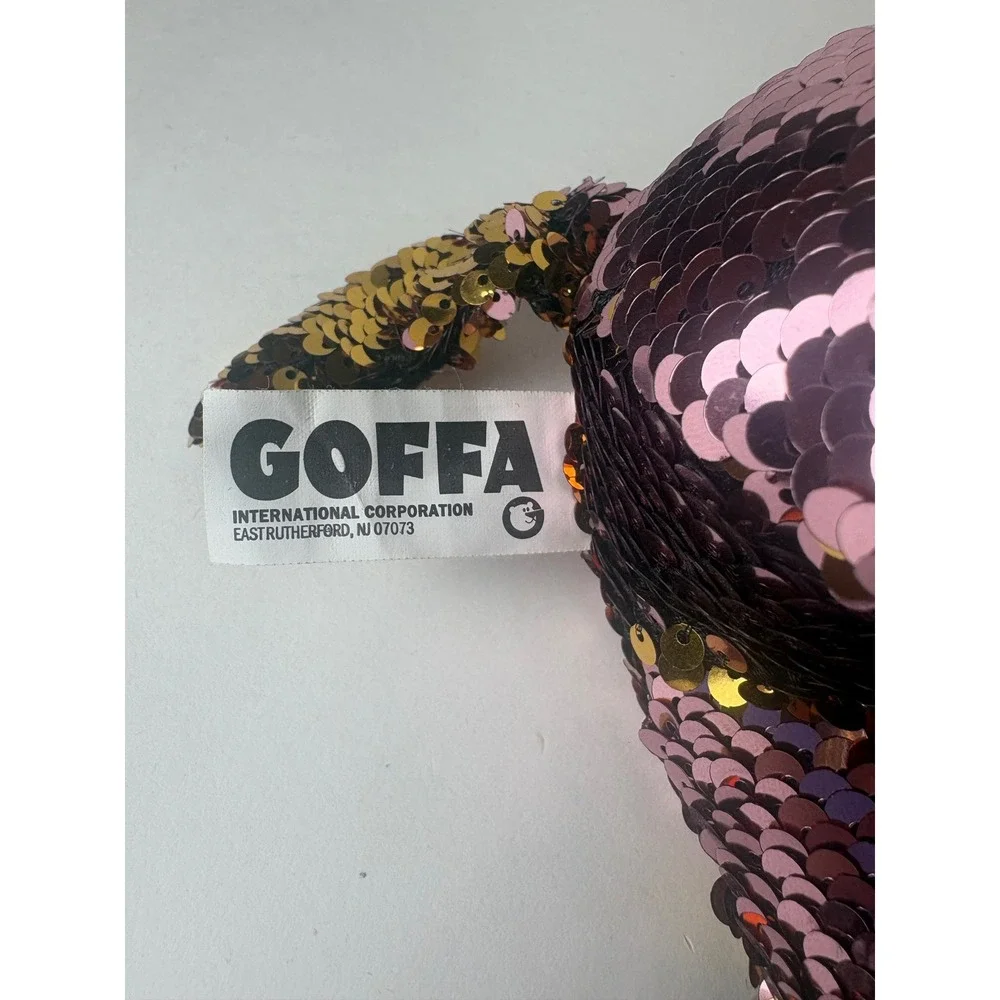 GOFFA Plush‎ Unicorn Toy Flip Sequins Pink Gold Glitter Horn Stuffed Animal
